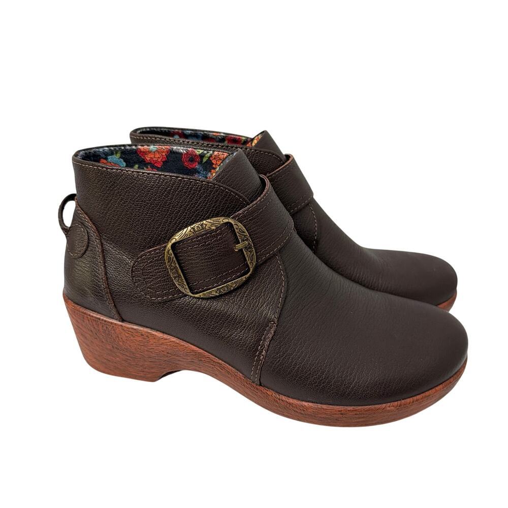 Alegria Boots Womens 10 Symone Chestnut Brown Ankle Wedge Leather Bootie 40